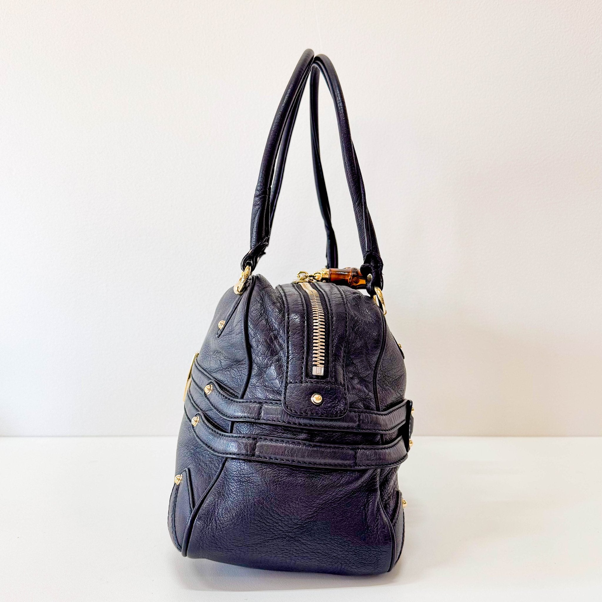 GUCCI Horsebit in Black Leather and Bamboo Detail Shoulder Bag, in , Sold by HIVE PRELOVED - Shoulder Bags, ,