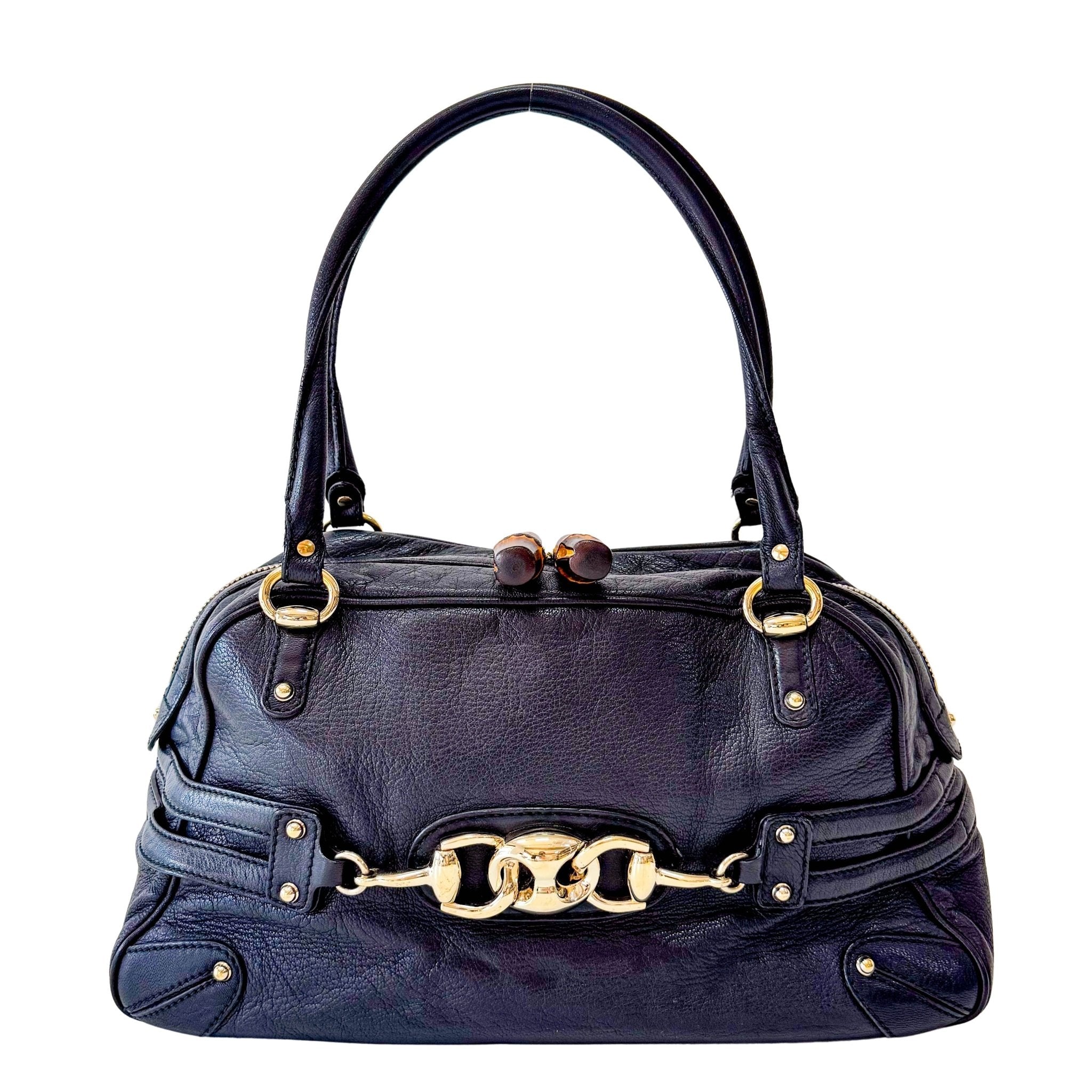 GUCCI Horsebit in Black Leather and Bamboo Detail Shoulder Bag, in , Sold by HIVE PRELOVED - Shoulder Bags, ,