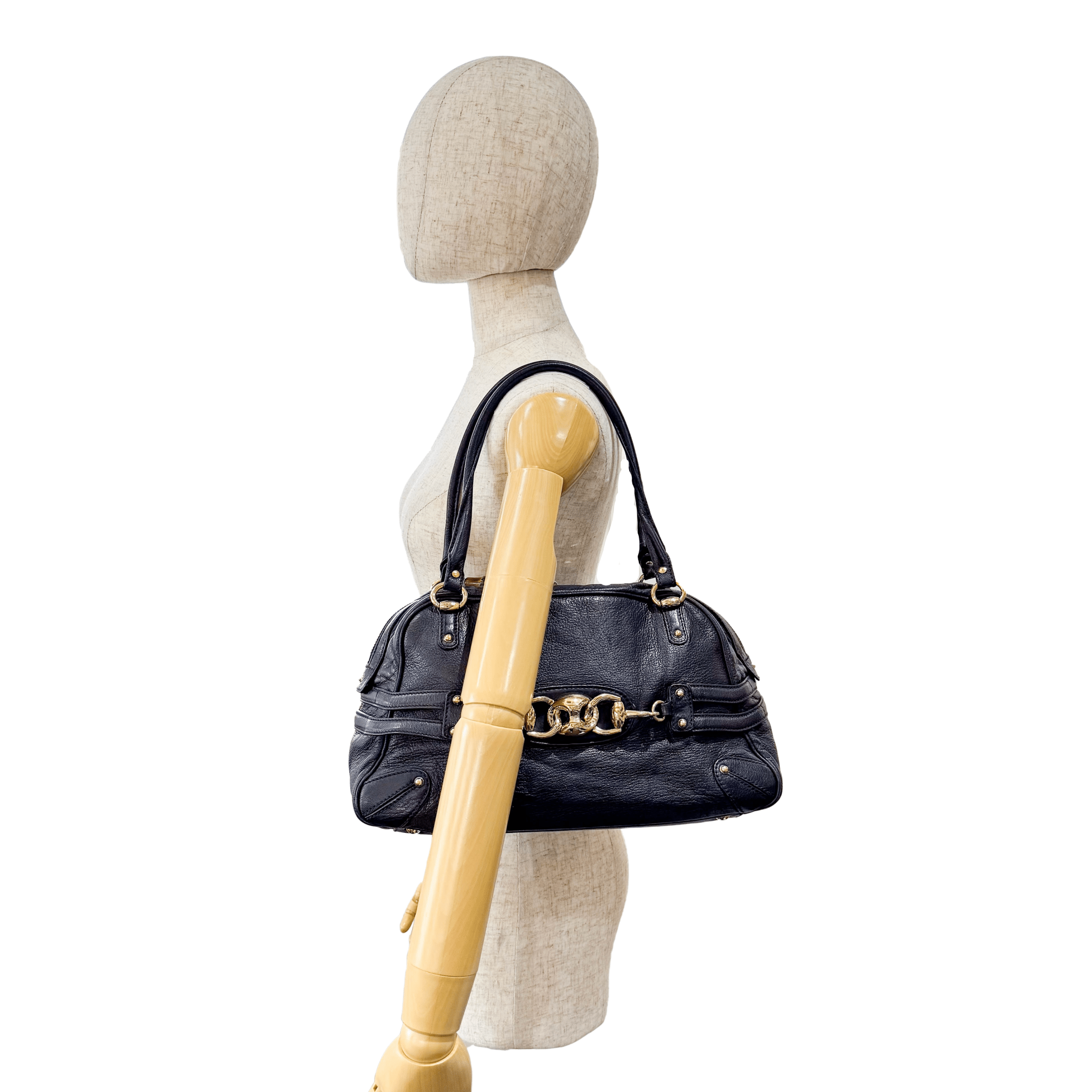 GUCCI Horsebit in Black Leather and Bamboo Detail Shoulder Bag, in , Sold by HIVE PRELOVED - Shoulder Bags, ,