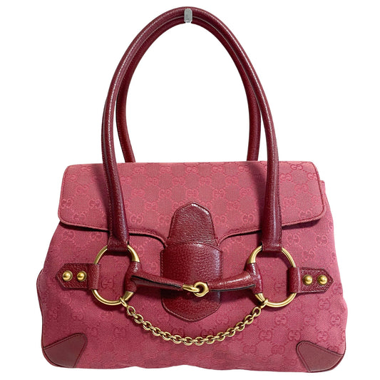 GUCCI Horsebit Rasberry Pink GG Canvas Shoulder Bag, in , Sold by HIVE PRELOVED - Shoulder Bags, ,