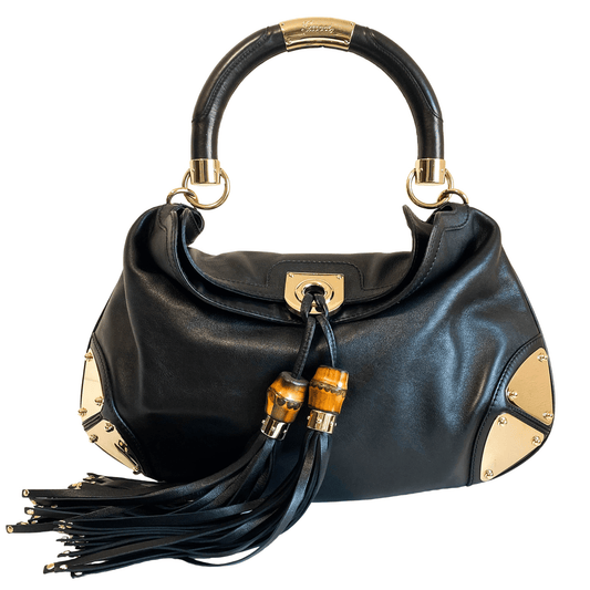 GUCCI Indy Leather Black Tassel Shoulder Bag, in , Sold by HIVE PRELOVED - Shoulder Bags, ,