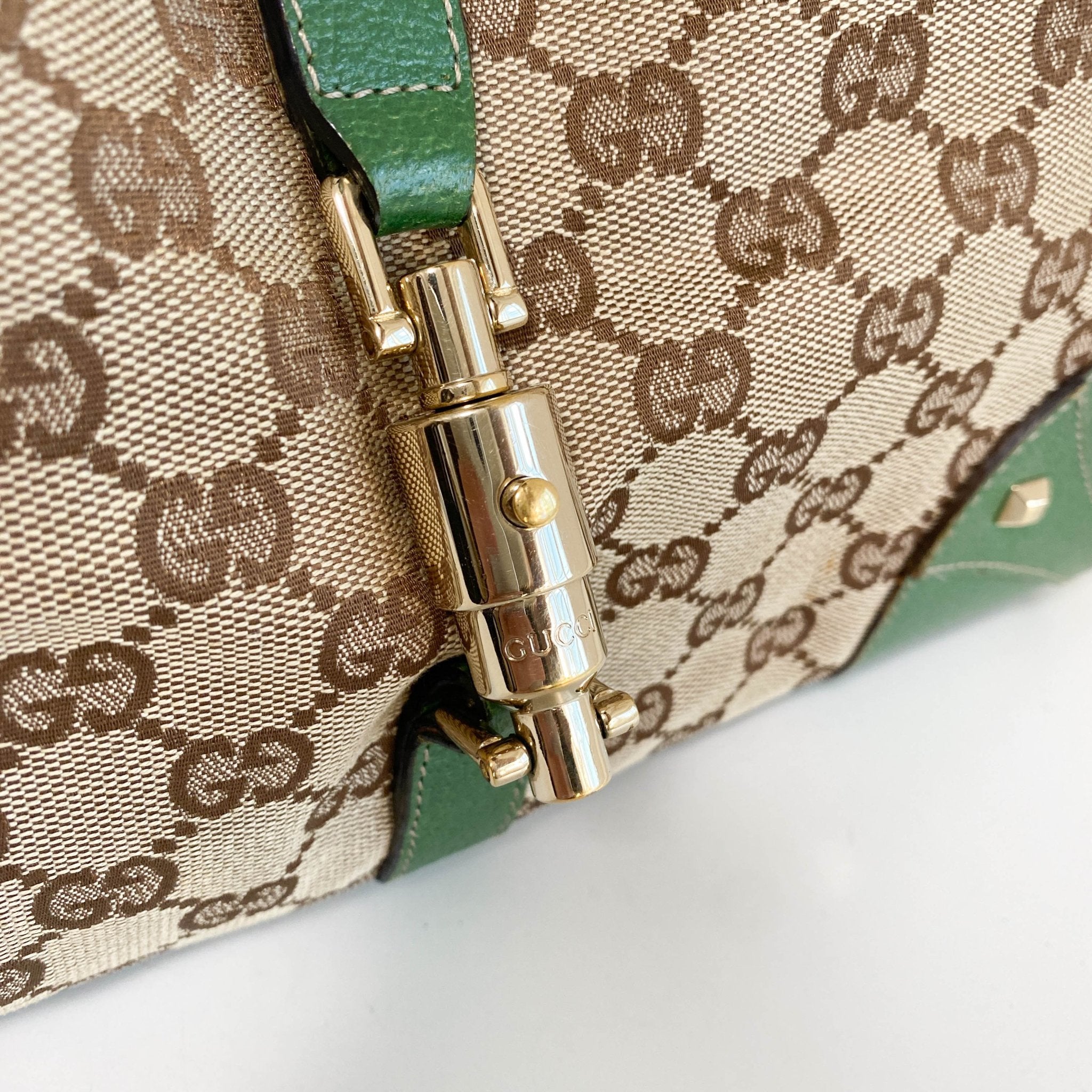 GUCCI Jackie 1961 GG Canvas Green Leather Shoulder Bag, in , Sold by HIVE PRELOVED - Shoulder Bags, ,