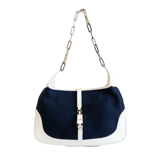 GUCCI Jackie Black Canvas Silver Chain Shoulder Bag, in , Sold by HIVE PRELOVED - Shoulder Bags, ,
