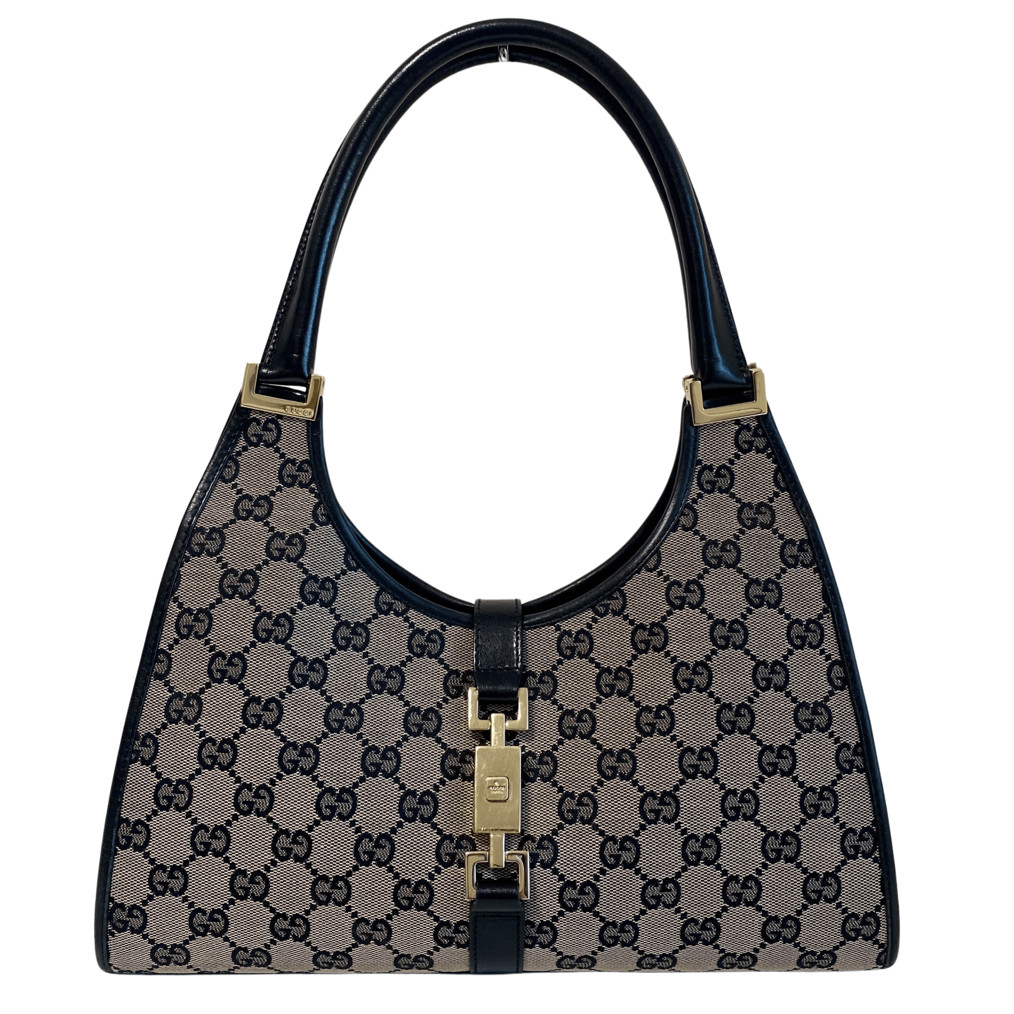 GUCCI Jackie Black Leather and Canvas Shoulder bag with Gold Hardware, in , Sold by HIVE PRELOVED - Shoulder Bags, ,