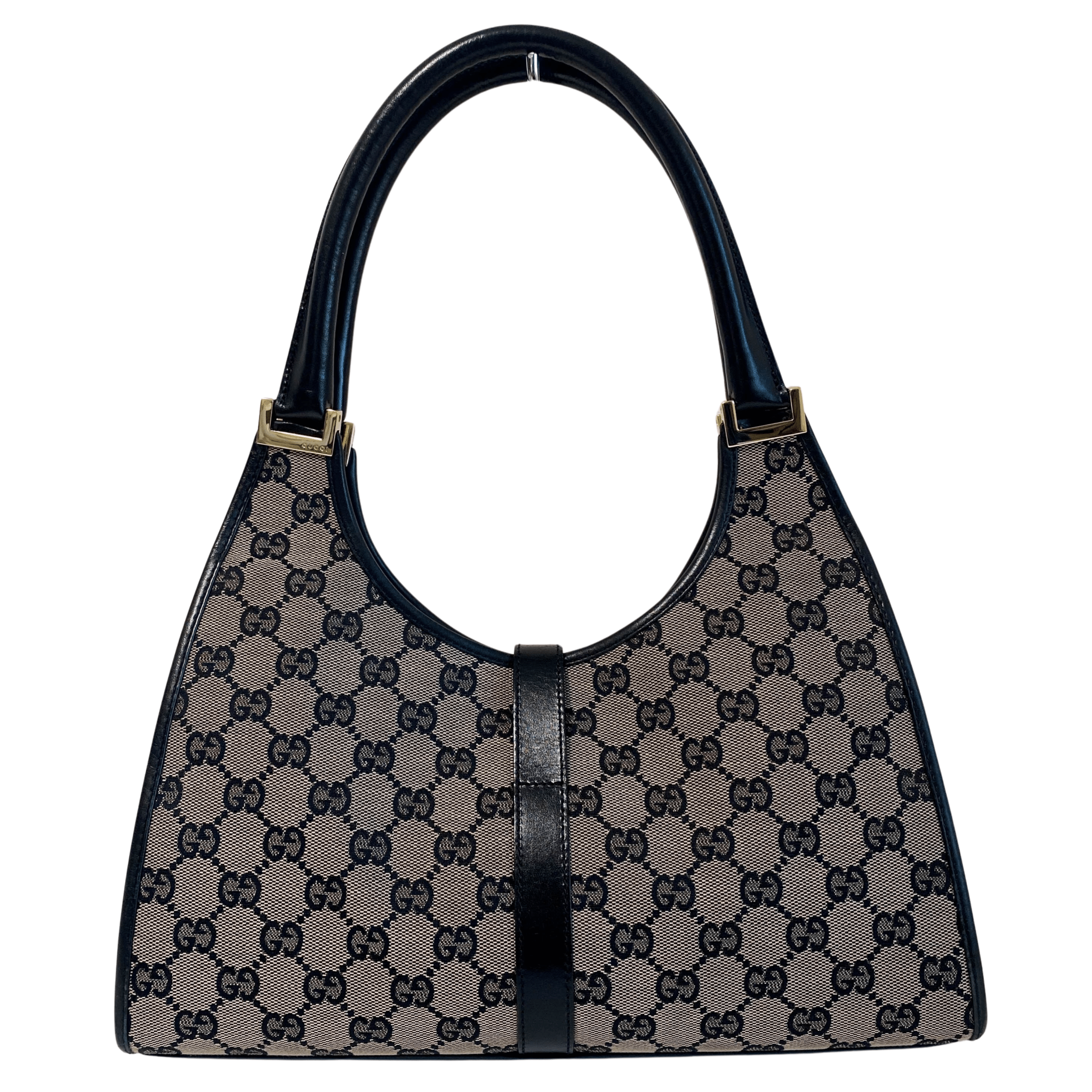 GUCCI Jackie Black Leather and Canvas Shoulder bag with Gold Hardware, in , Sold by HIVE PRELOVED - Shoulder Bags, ,