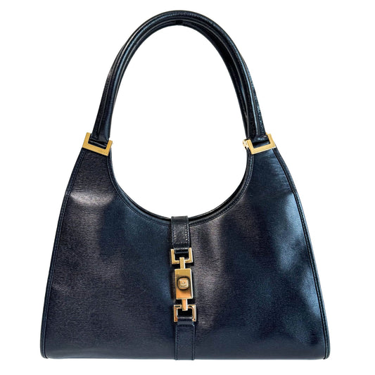 GUCCI Jackie Black Leather / Gold Hardware Shoulder Bag, in , Sold by HIVE PRELOVED - Shoulder Bags, ,