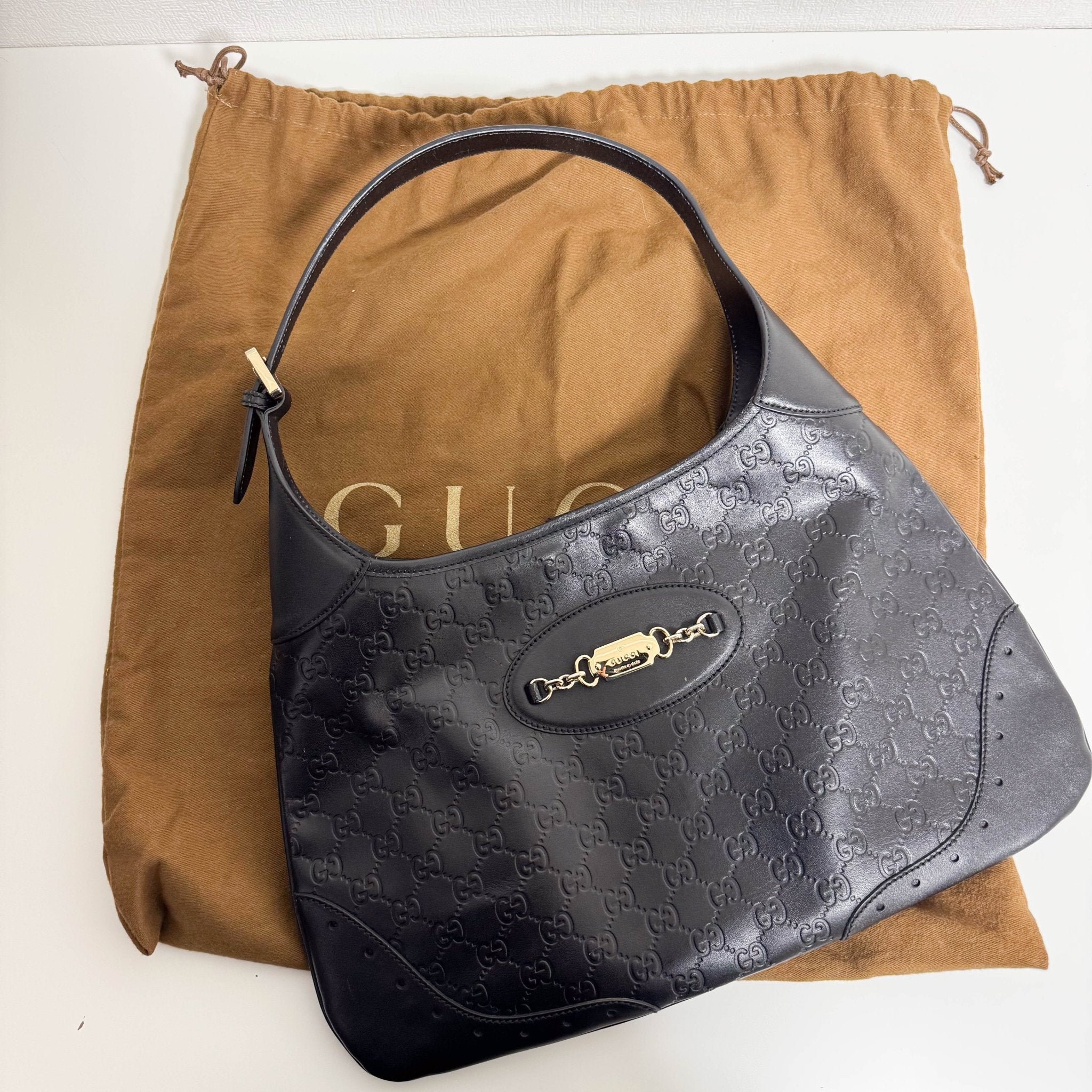 GUCCI Jackie Black Leather Gold Horsebit Hardware Shoulder Bag, in , Sold by HIVE PRELOVED - Shoulder Bags, ,