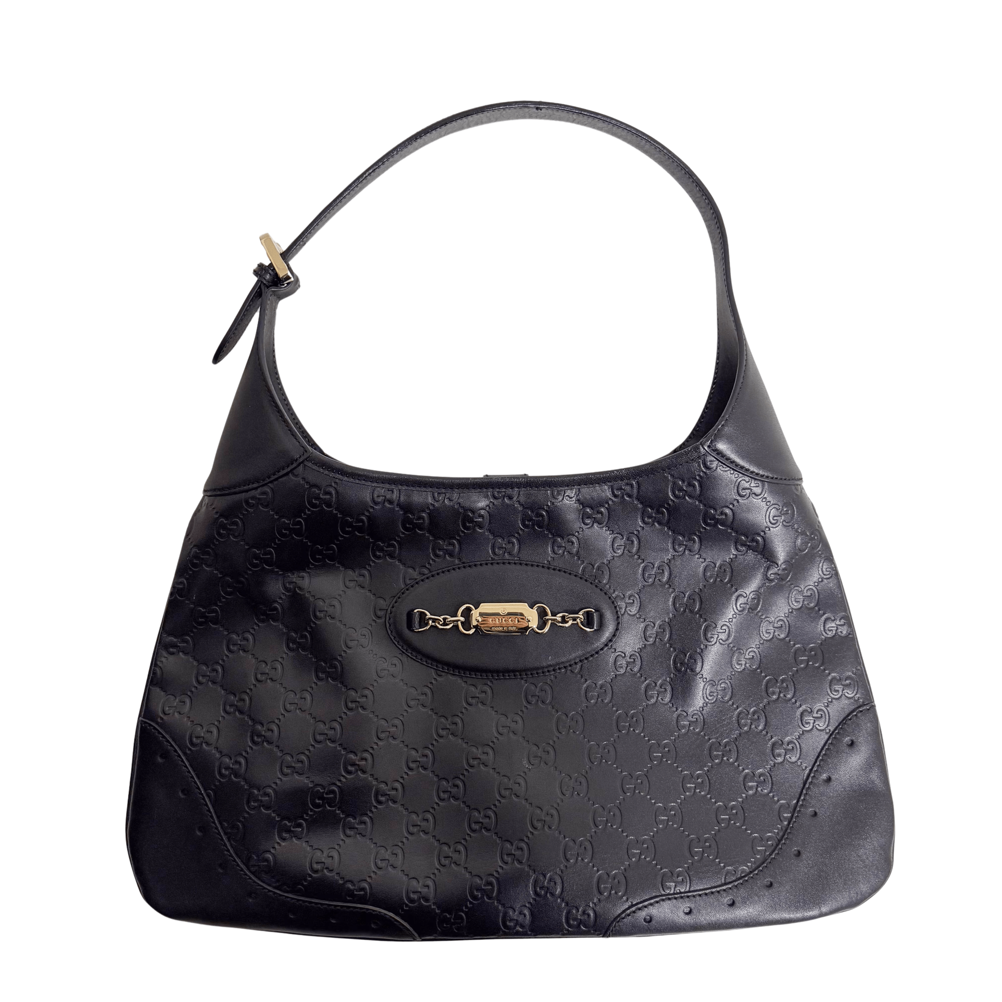 GUCCI Jackie Black Leather Gold Horsebit Hardware Shoulder Bag, in , Sold by HIVE PRELOVED - Shoulder Bags, ,