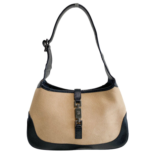 GUCCI Jackie Brown Wool and Black Leather Shoulder Bag, in , Sold by HIVE PRELOVED - Shoulder Bags, ,