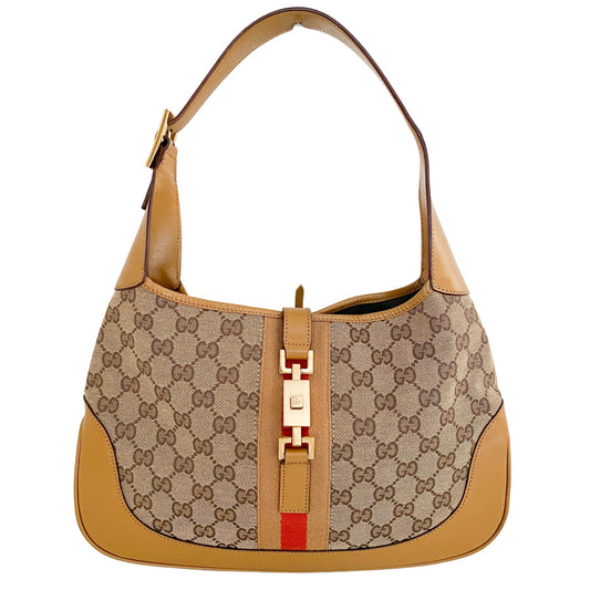 GUCCI Jackie Canvas Shoulder Bag, Cotton Canvas in Neutral, Sold by HIVE PRELOVED - Shoulder Bags, ,