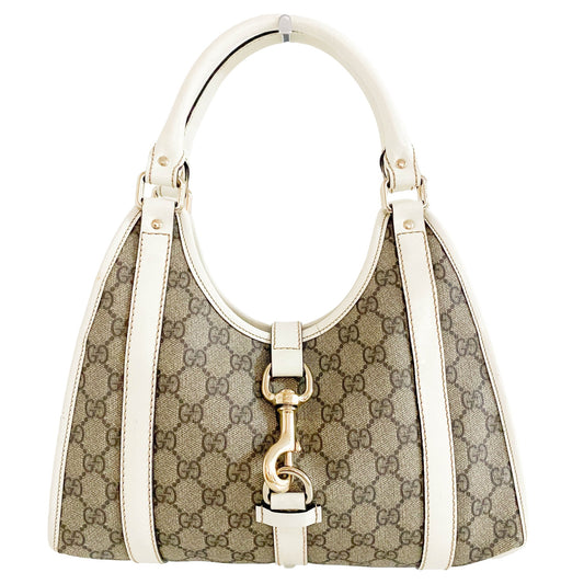 GUCCI Jackie Canvas Shoulder Bag, Coated Canvas in Neutral, Sold by HIVE PRELOVED - Handle Bags, Shoulder Bags,
