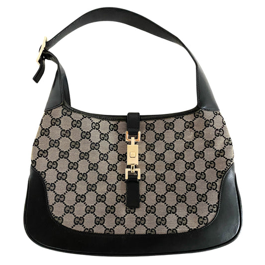 GUCCI Jackie GG Black Canvas, Cotton Canvas in Black, Sold by HIVE PRELOVED - Shoulder Bags, ,