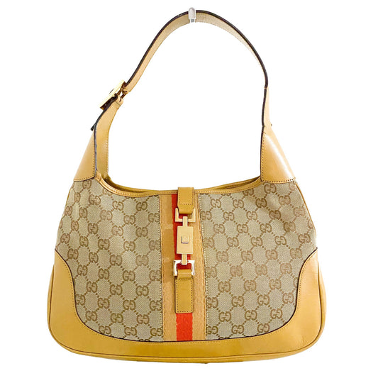 GUCCI Jackie GG Canvas, Cotton Canvas in Yellow, Sold by HIVE PRELOVED - Shoulder Bags, ,