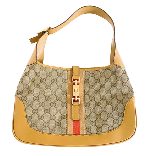 GUCCI Jackie GG Canvas Shoulder Bag, Cotton Canvas in Yellow, Sold by HIVE PRELOVED - Shoulder Bags, ,