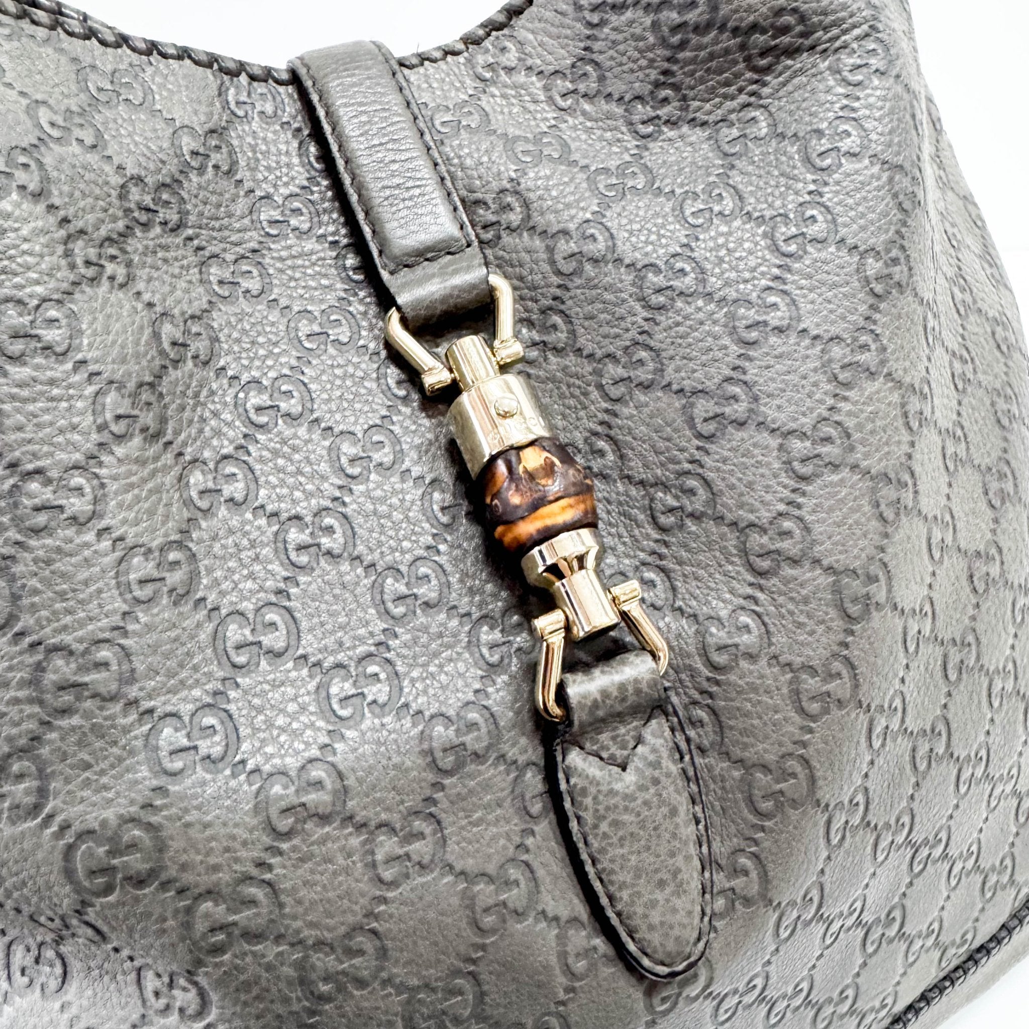 GUCCI Jackie GG Grey Leather Hobo Bag with Tassels, in , Sold by HIVE PRELOVED - Shoulder Bags, ,