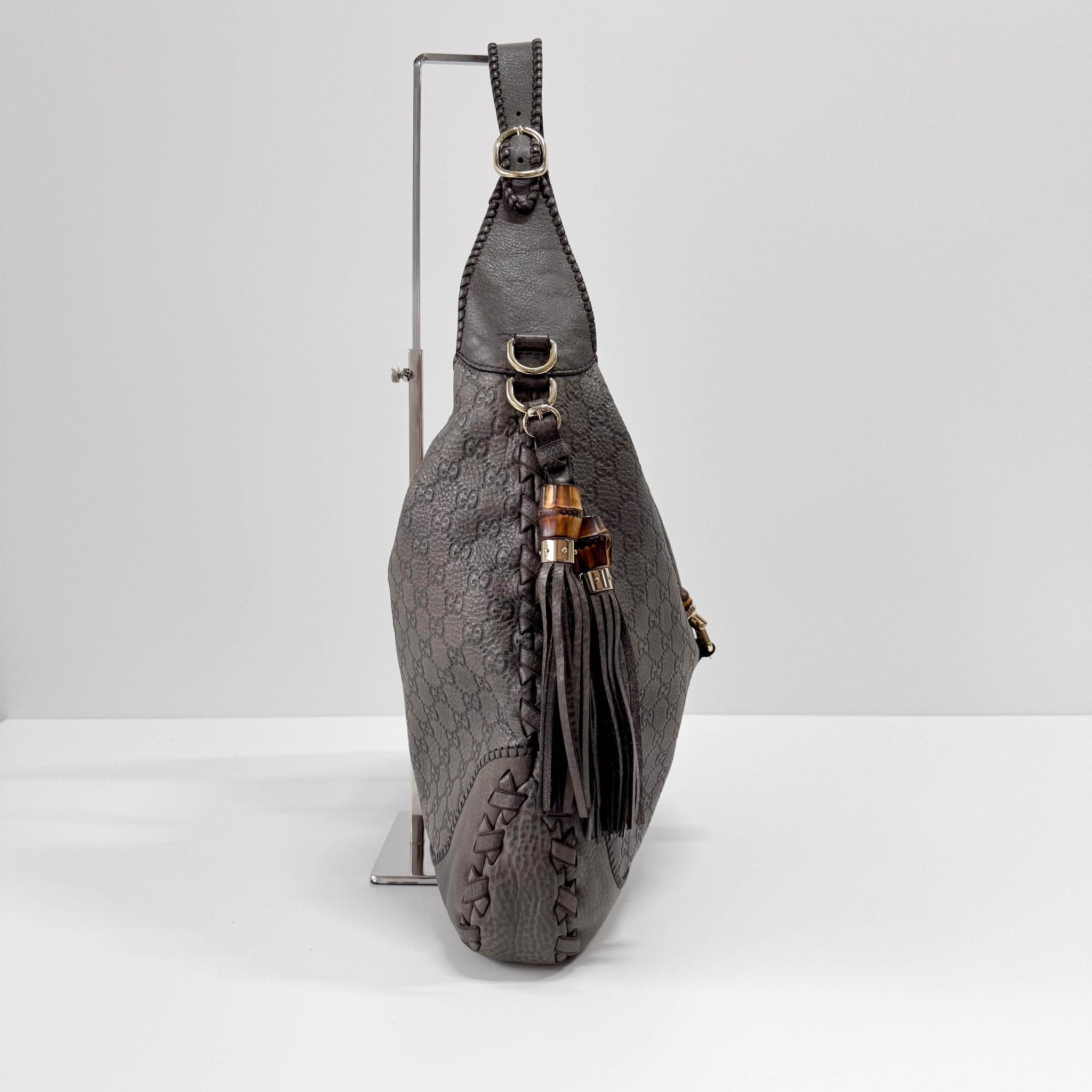 GUCCI Jackie GG Grey Leather Hobo Bag with Tassels, in , Sold by HIVE PRELOVED - Shoulder Bags, ,