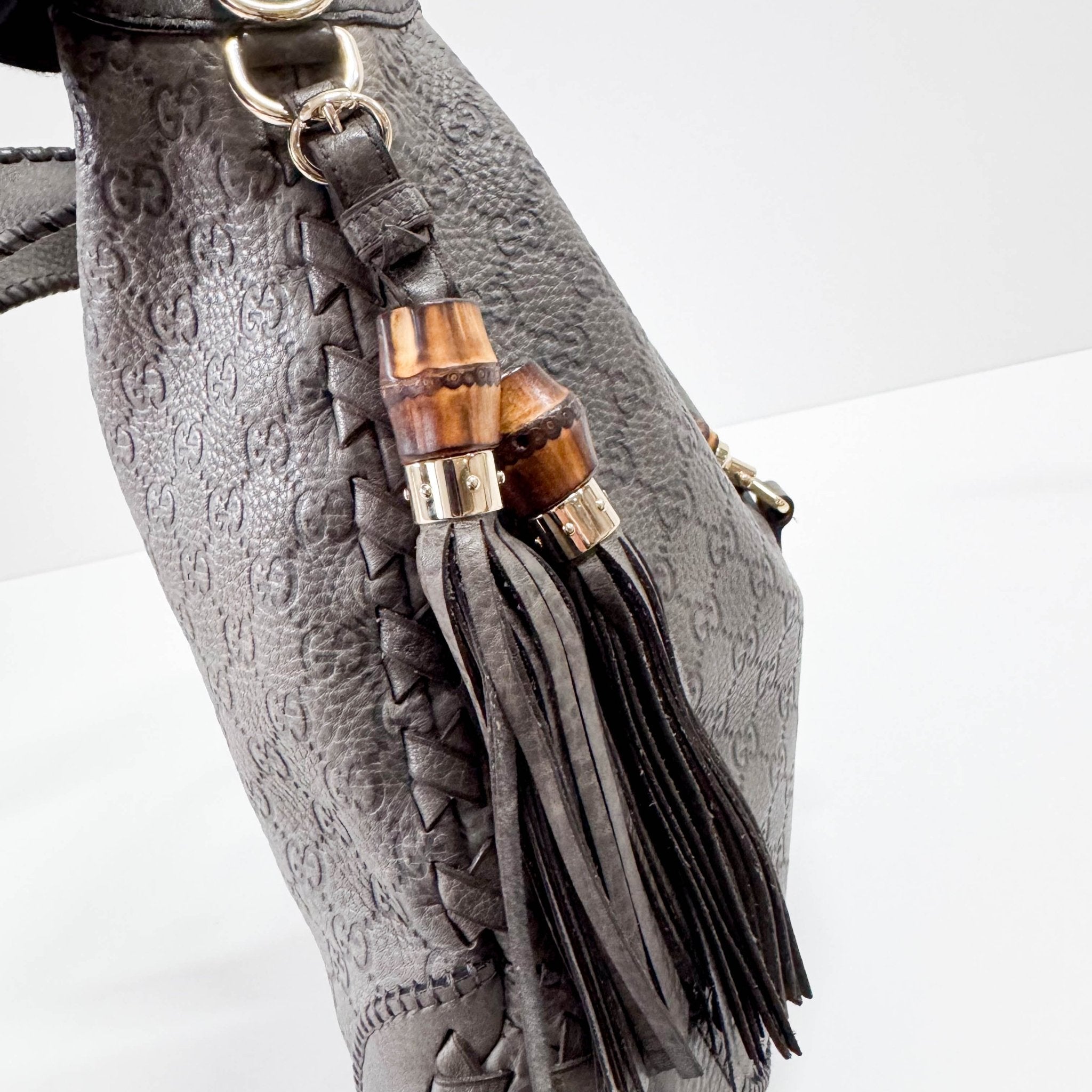 GUCCI Jackie GG Grey Leather Hobo Bag with Tassels, in , Sold by HIVE PRELOVED - Shoulder Bags, ,