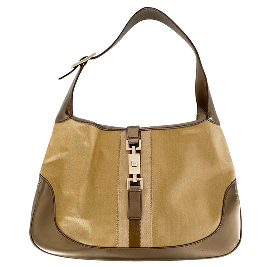 GUCCI Jackie Gold Mesh Canvas / Metallic Leather Shoulder Bag, in , Sold by HIVE PRELOVED - Shoulder Bags, ,