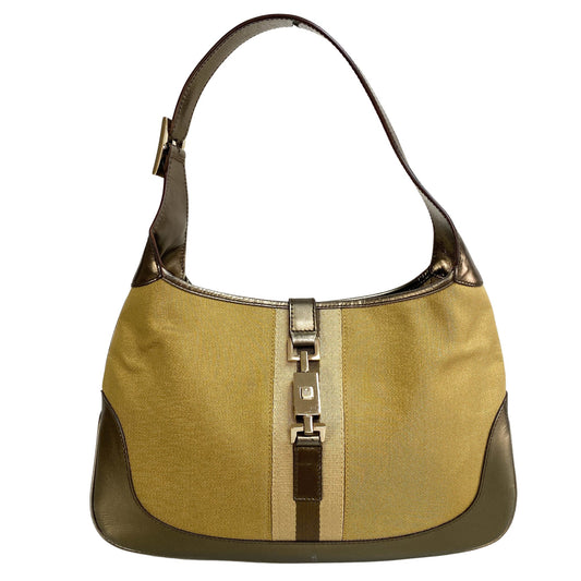 GUCCI Jackie Gold Mesh Canvas / Metallic Leather Shoulder Bag, in , Sold by HIVE PRELOVED - Shoulder Bags, ,