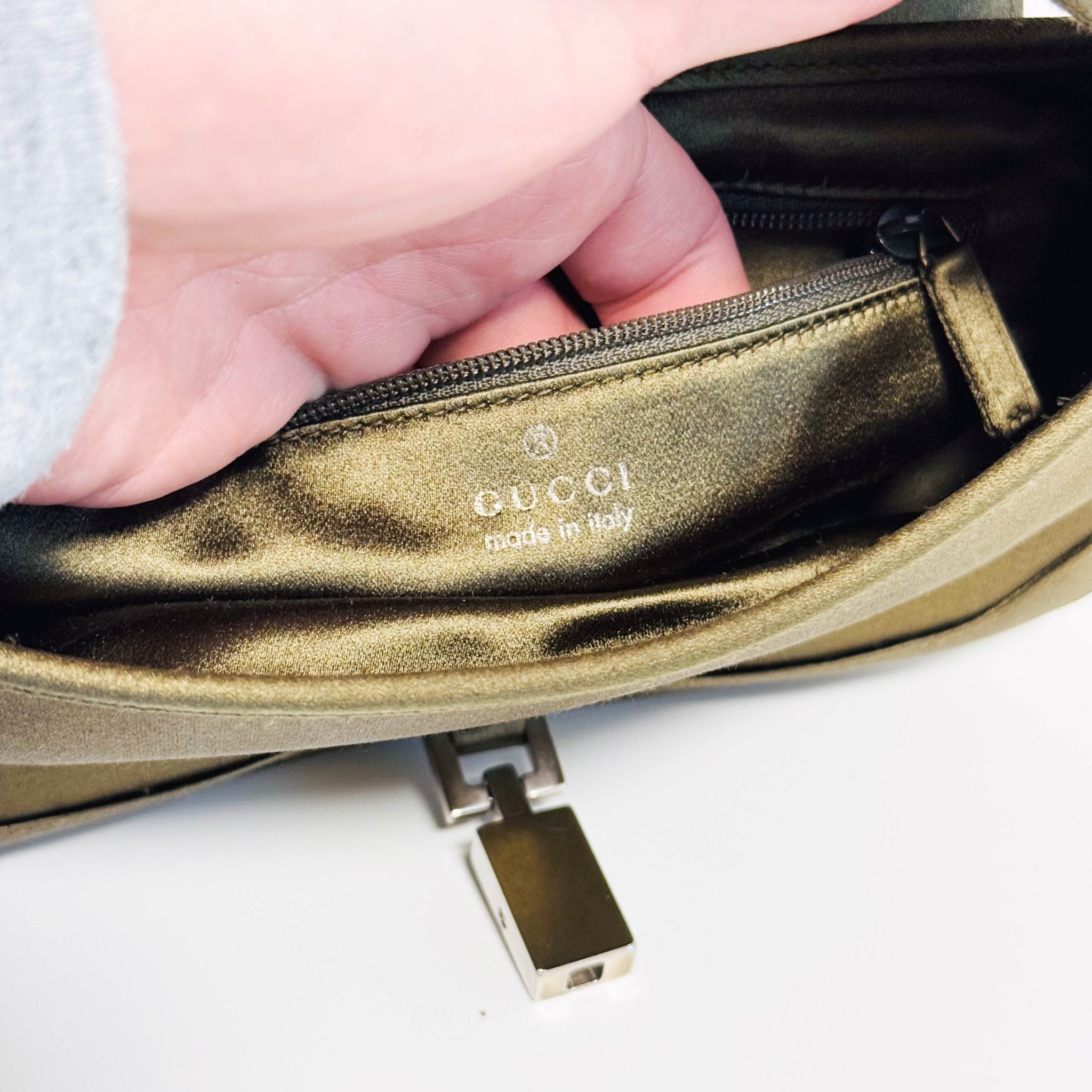 GUCCI Jackie Green Satin Shoulder Bag, in , Sold by HIVE PRELOVED - Shoulder Bags, ,