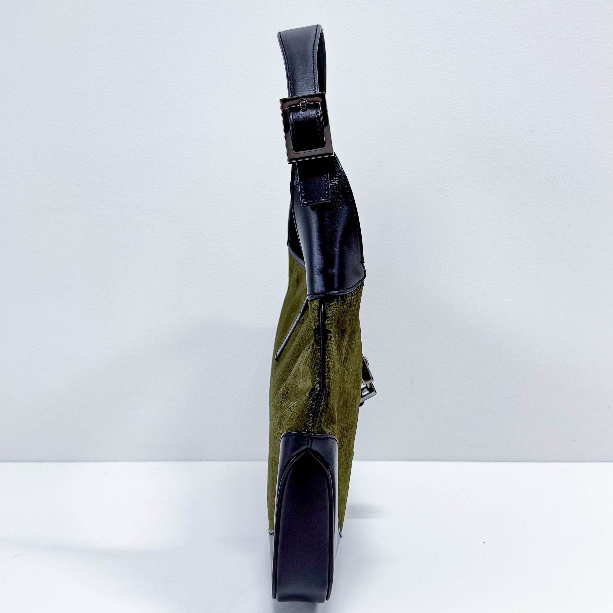 GUCCI Jackie Green Velvet and Black Leather Shoulder Bag, in , Sold by HIVE PRELOVED - Shoulder Bags, ,