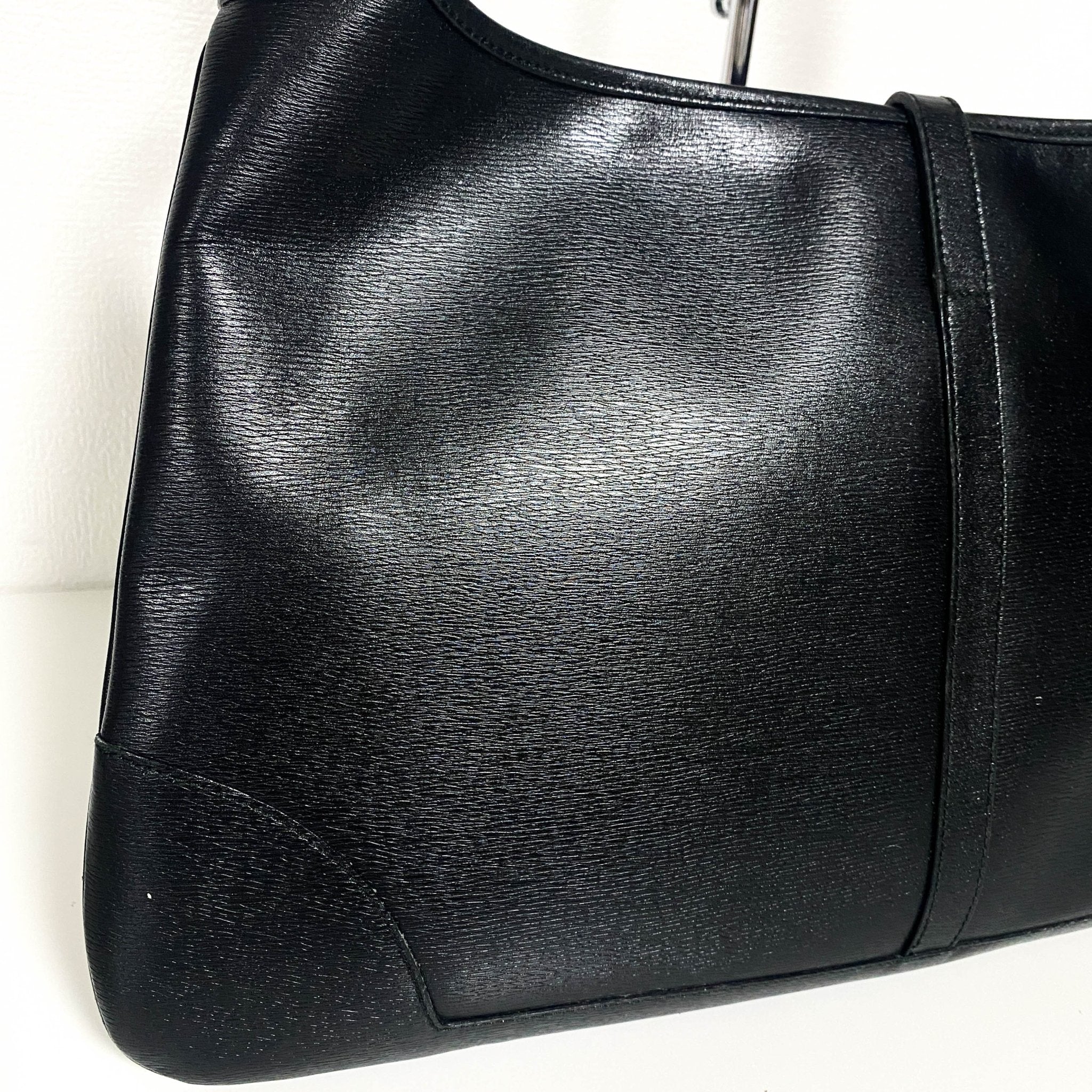 GUCCI Jackie Large Black Leather Bamboo Handle Shoulder Bag HIVE PRELOVED