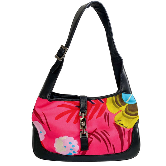 GUCCI Jackie Mini Nylon Black / Pink Botanical Print, in , Sold by HIVE PRELOVED - Shoulder Bags, ,