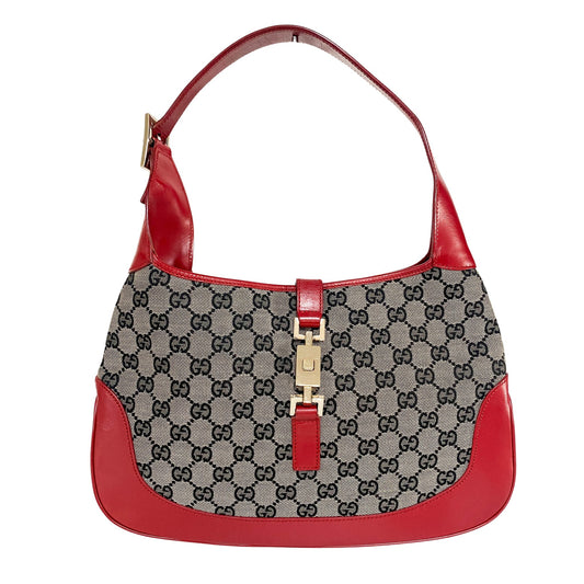 GUCCI Jackie Red GG Canvas Silver Hardware Shoulder Bag, in , Sold by HIVE PRELOVED - Shoulder Bags, ,