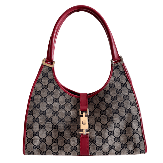 GUCCI Jackie Red Leather GG Canvas Shoulder Bag, in , Sold by HIVE PRELOVED - Shoulder Bags, ,