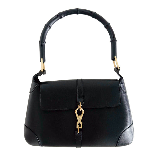 GUCCI Jackie Small Bamboo Handle Black Leather Shoulder Bag / Gold Hardware, in , Sold by HIVE PRELOVED - Shoulder Bags, ,