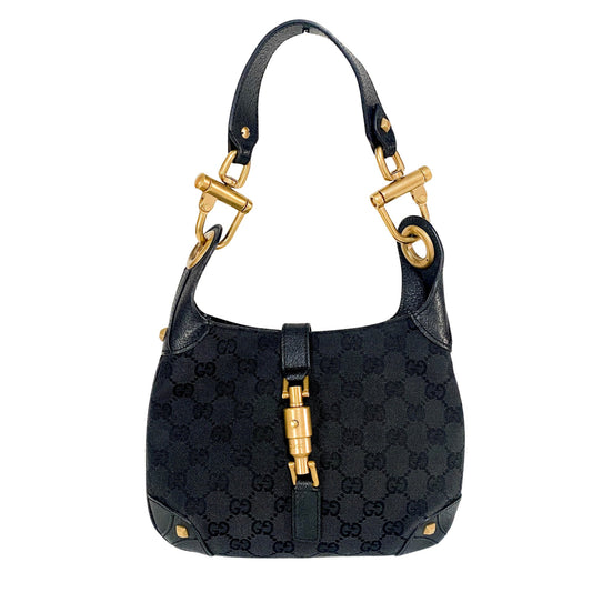 GUCCI Jackie Small Black Canvas and Gold Hardware Shoulder Bag, in , Sold by HIVE PRELOVED - Shoulder Bags, ,