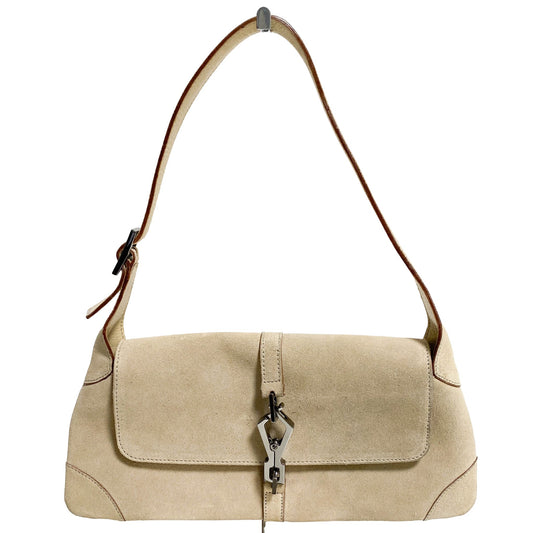 GUCCI Jackie Small Ivory Suede Lobster Clasp Horizontal Shoulder Bag, in , Sold by HIVE PRELOVED - Shoulder Bags, ,