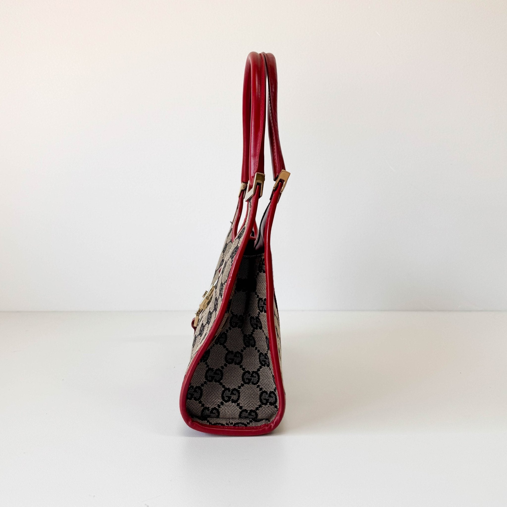 GUCCI Jackie Small Red GG Canvas Shoulder Bag, in , Sold by HIVE PRELOVED - Shoulder Bags, ,