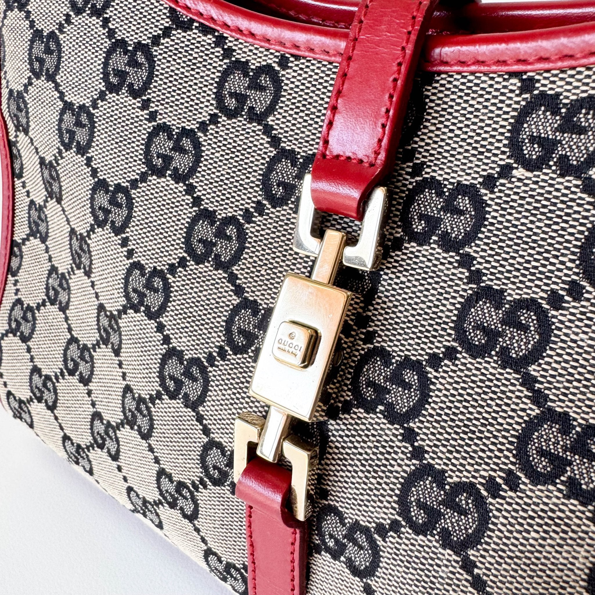 GUCCI Jackie Small Red GG Canvas Shoulder Bag, in , Sold by HIVE PRELOVED - Shoulder Bags, ,