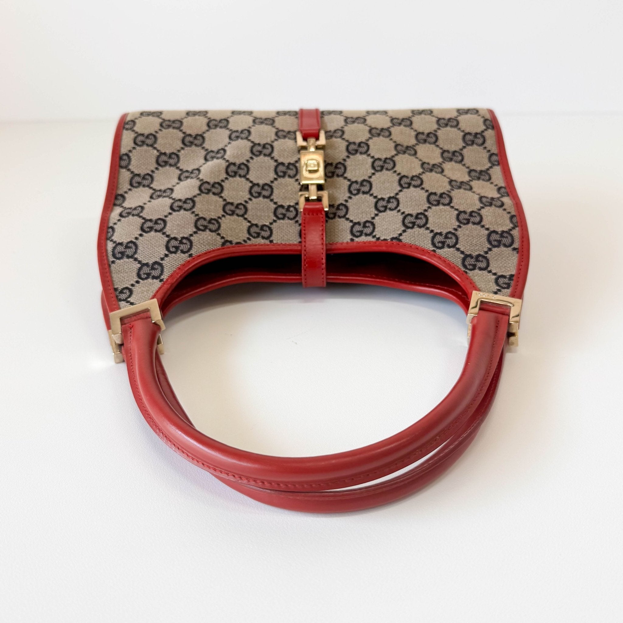 GUCCI Jackie Small Red GG Canvas Shoulder Bag, in , Sold by HIVE PRELOVED - Shoulder Bags, ,