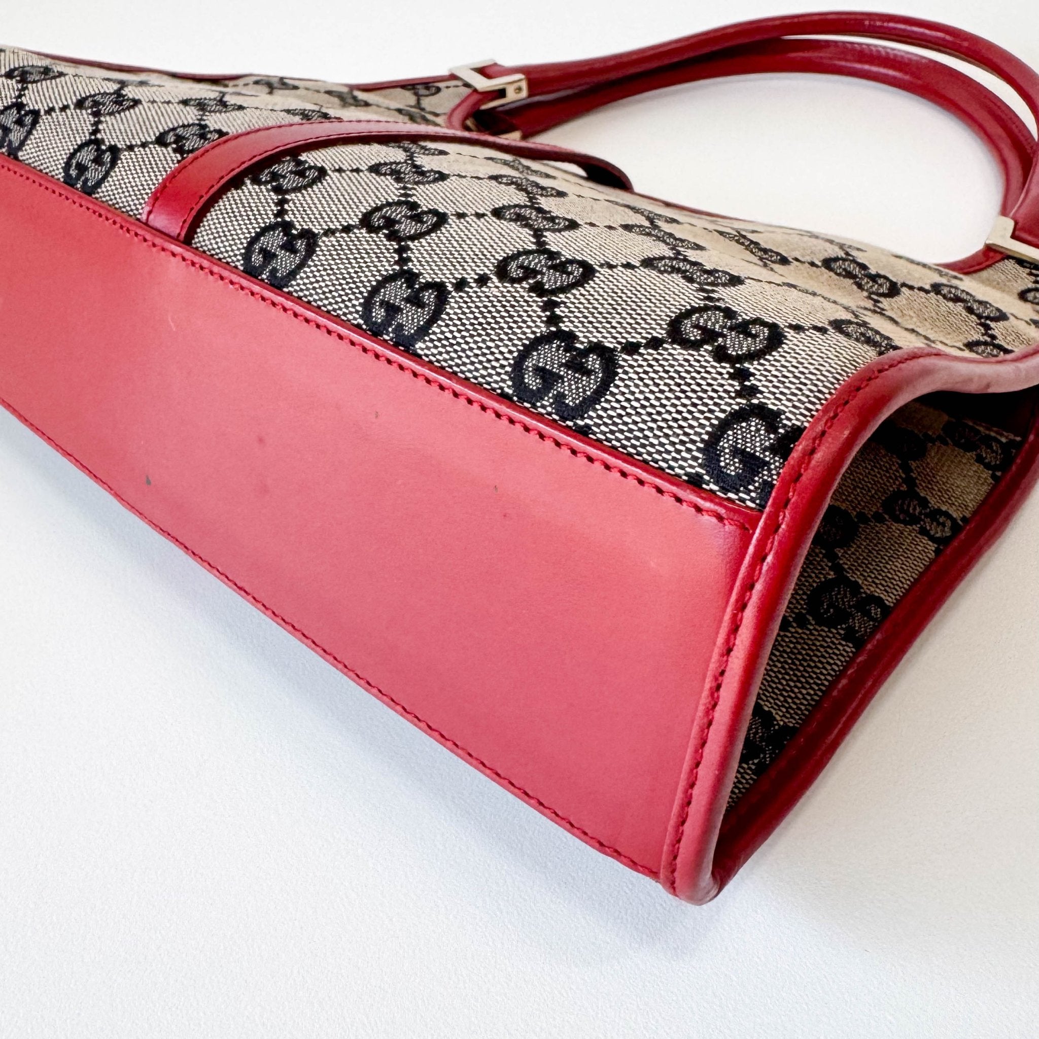 GUCCI Jackie Small Red GG Canvas Shoulder Bag, in , Sold by HIVE PRELOVED - Shoulder Bags, ,