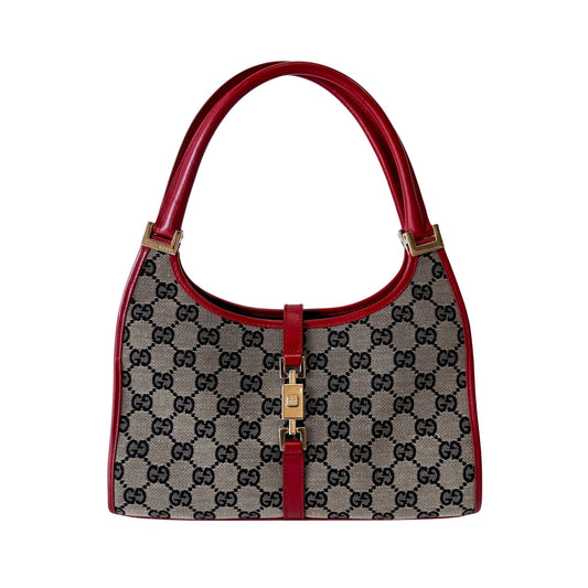 GUCCI Jackie Small Red GG Canvas Shoulder Bag, in , Sold by HIVE PRELOVED - Shoulder Bags, ,