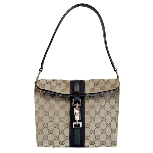 GUCCI Jackie Square Brown Canvas Shoulder Bag, in , Sold by HIVE PRELOVED - Shoulder Bags, ,