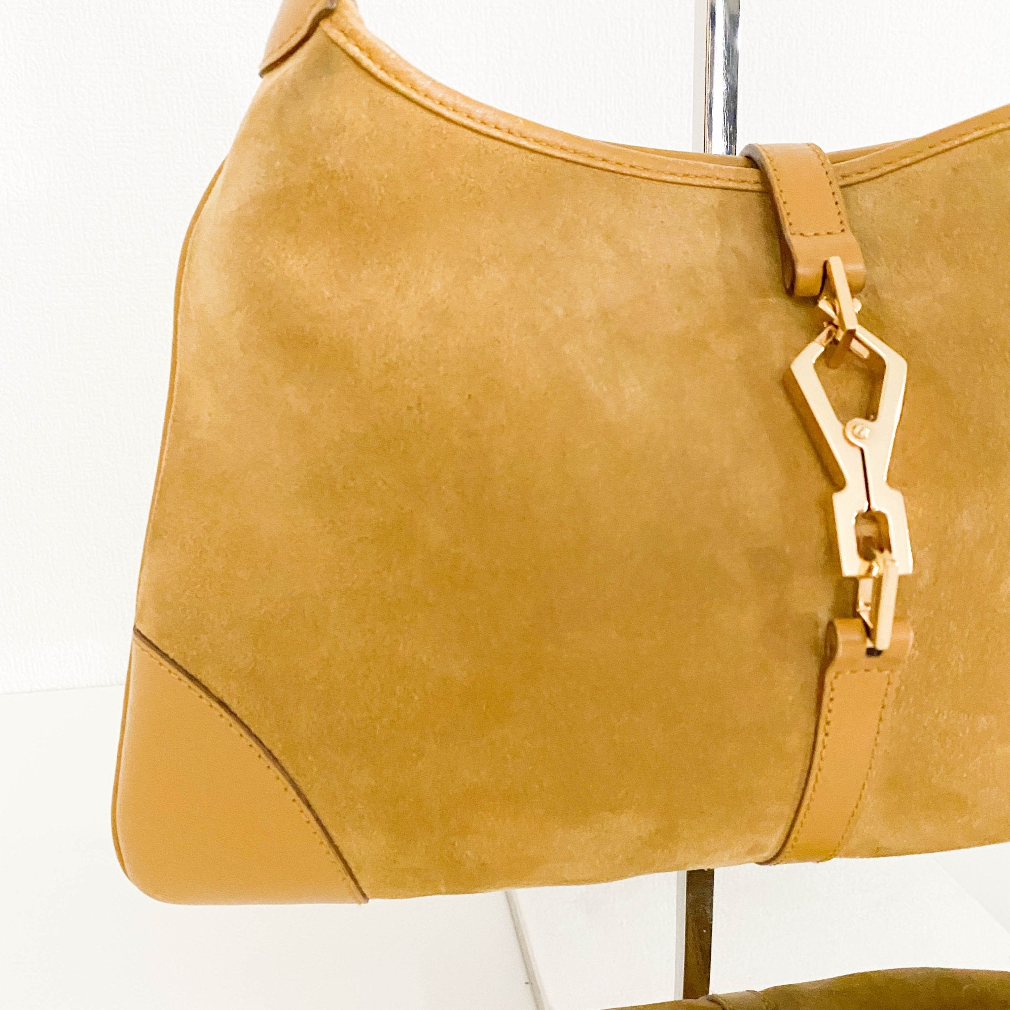 GUCCI Jackie Suede Bamboo Handle Shoulder Bag, Suede in Yellow, Sold by HIVE PRELOVED - Shoulder Bags, ,