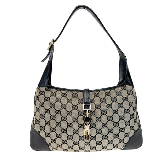 GUCCI Jackie Vintage Black Leather Canvas Shoulder Bag Gold Hardware, in , Sold by HIVE PRELOVED - Shoulder Bags, ,