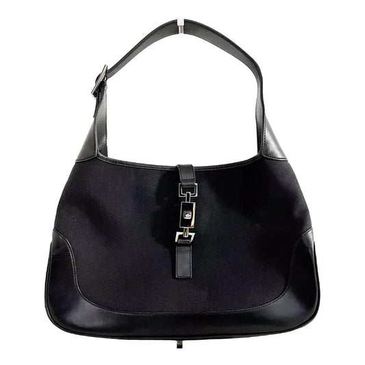GUCCI Jackie Vintage Cloth Handbag, Black in Cotton Canvas, Sold by HIVE PRELOVED - , ,