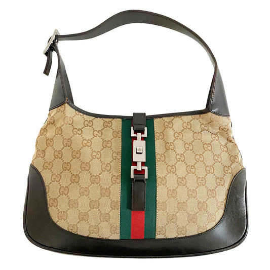 GUCCI Jackie Vintage GG Canvas, Cotton Canvas in Brown, Sold by HIVE PRELOVED - Shoulder Bags, ,