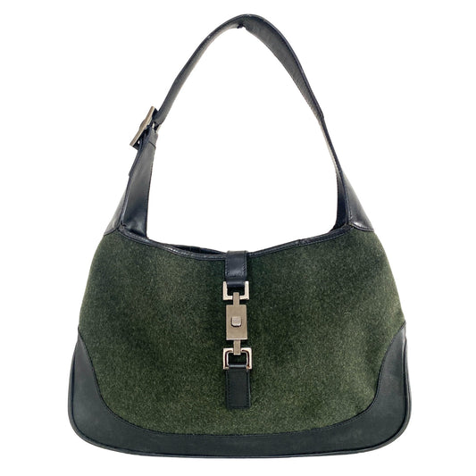 GUCCI Jackie Wool Moss Green, Wool in Green, Sold by HIVE PRELOVED - Shoulder Bags, ,