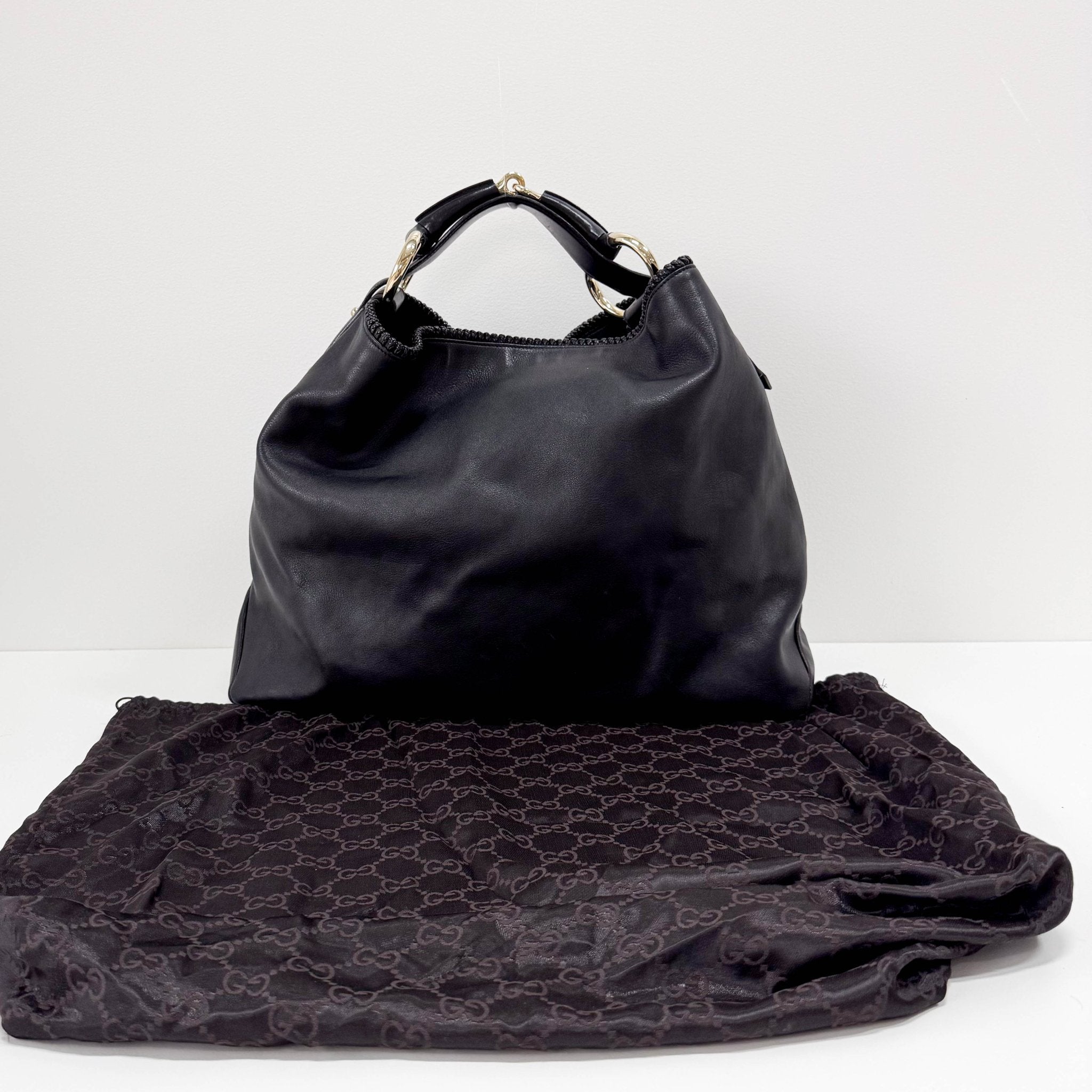 GUCCI Large Black Leather Horsebit Shoulder Bag, in , Sold by HIVE PRELOVED - Shoulder Bags, ,