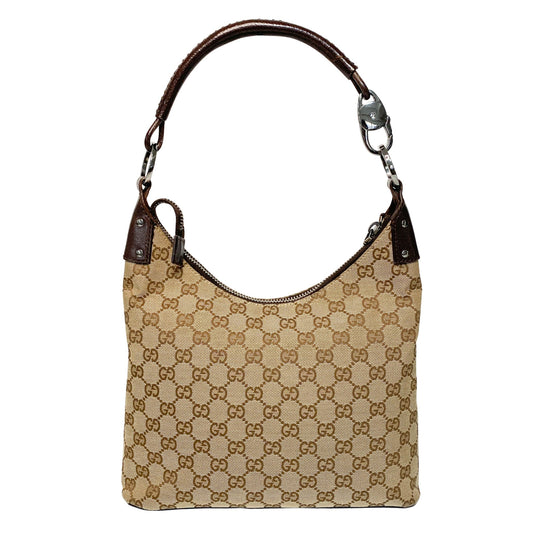 GUCCI Leather Handle Brown Canvas Hobo Shoulder Bag, in , Sold by HIVE PRELOVED - Shoulder Bags, ,