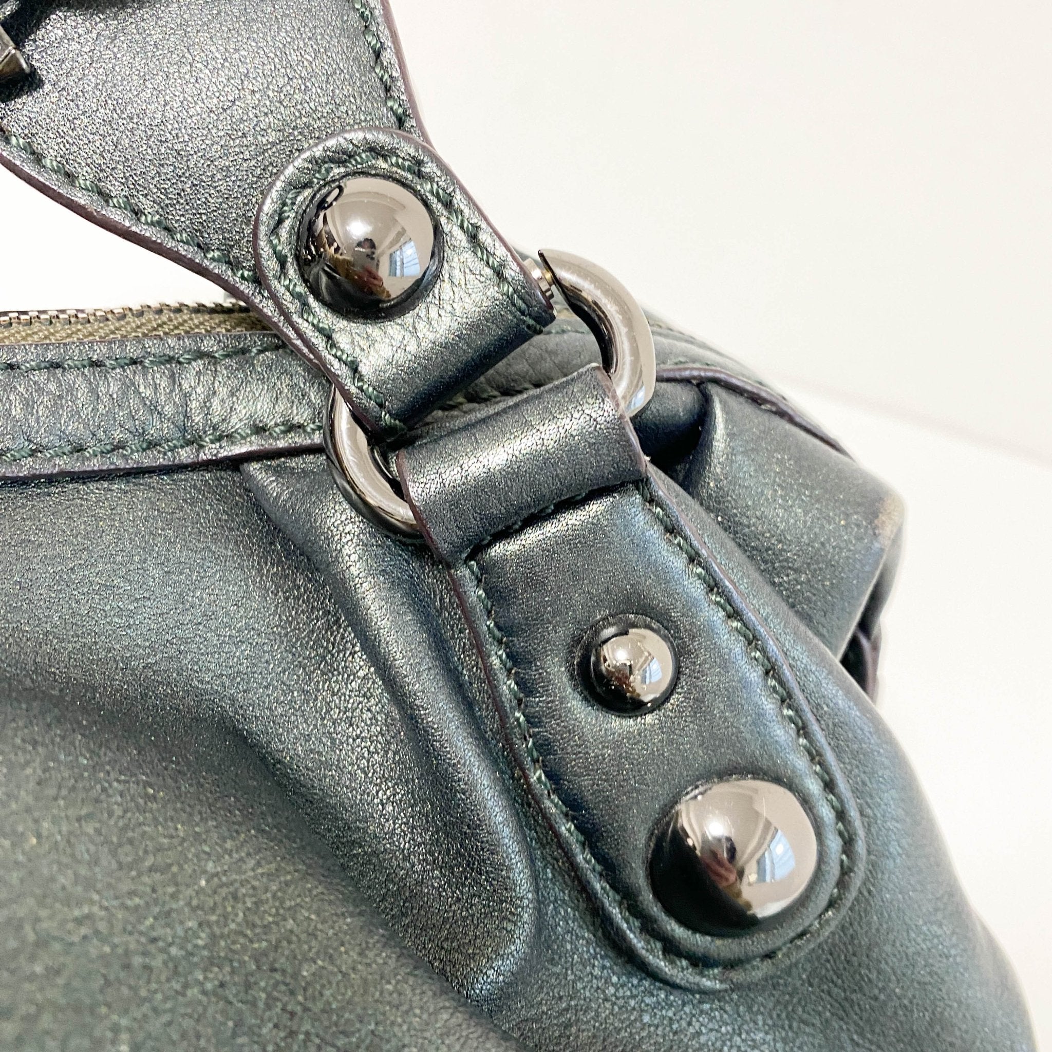 GUCCI Leather Metallic Green Handbag, in , Sold by HIVE PRELOVED - Handle Bags, ,