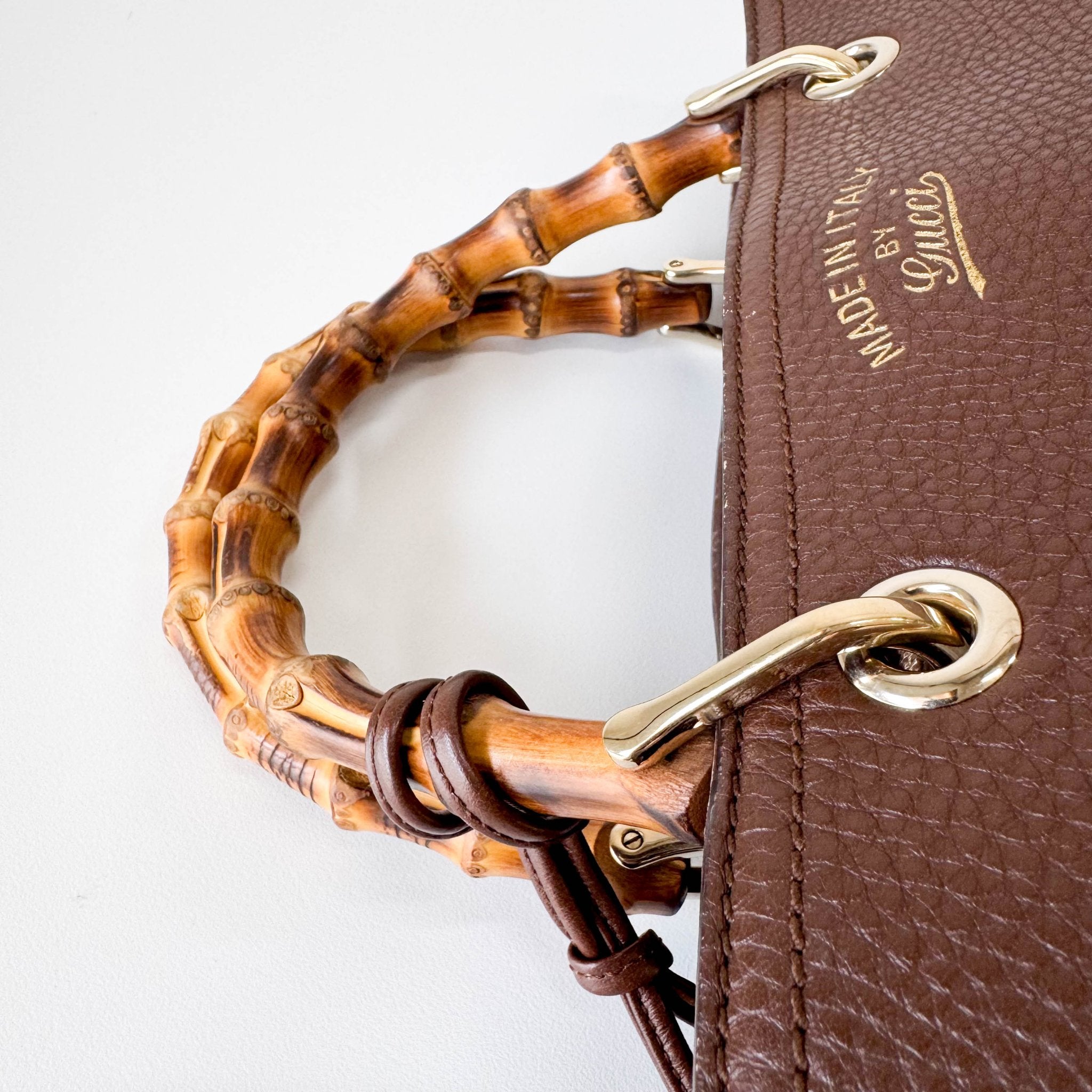 GUCCI Logo Bamboo Shopper Brown Leather Handbag, in , Sold by HIVE PRELOVED - Handle Bags, ,