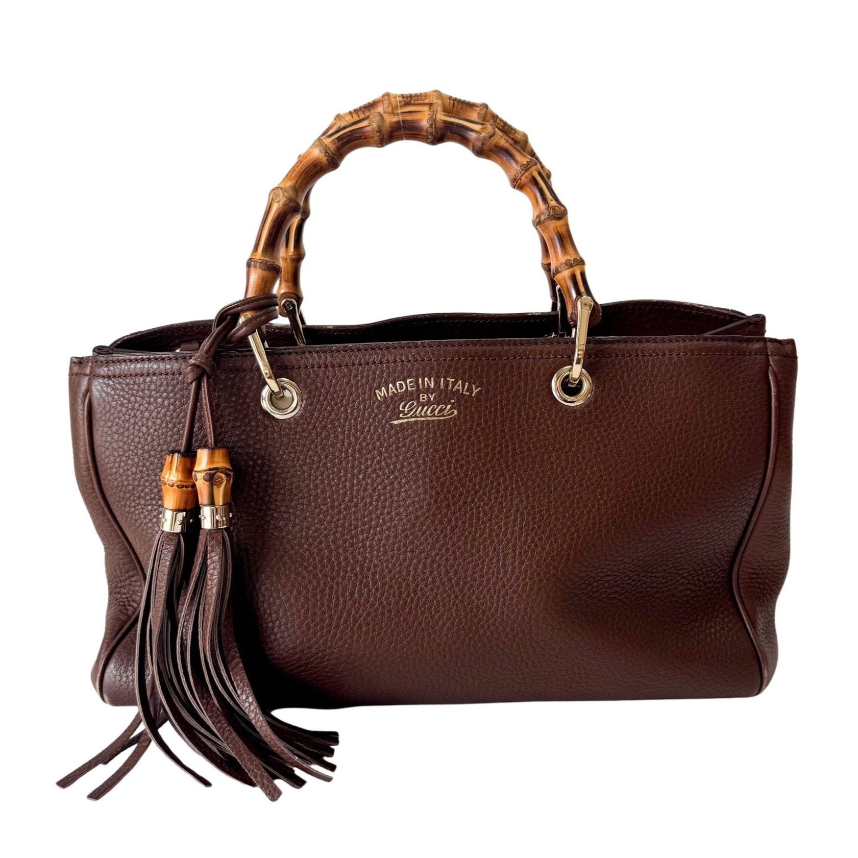 GUCCI Logo Bamboo Shopper Brown Leather Handbag, in , Sold by HIVE PRELOVED - Handle Bags, ,
