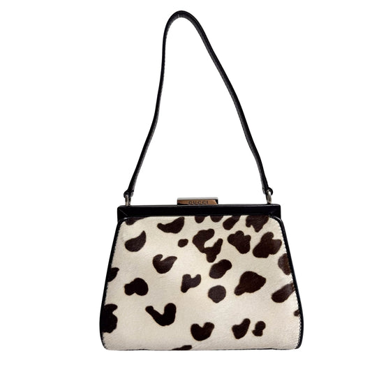 GUCCI Mini Cow Print Pony Hair Handbag, in , Sold by HIVE PRELOVED - Handle Bags, Mini bags,