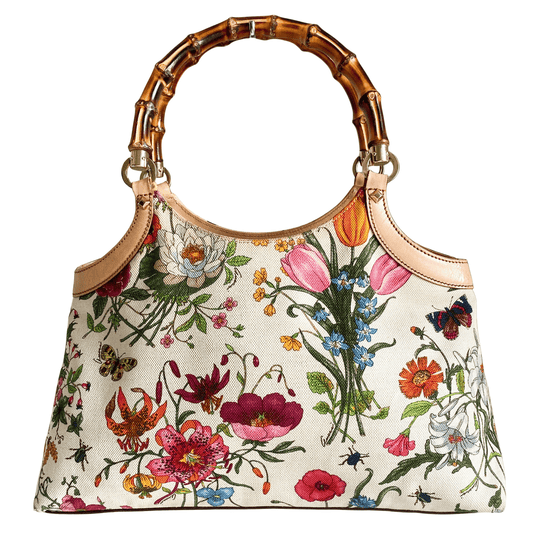 GUCCI Multicolor Canvas Flora Bamboo Handle Bag, in , Sold by HIVE PRELOVED - Handle Bags, ,